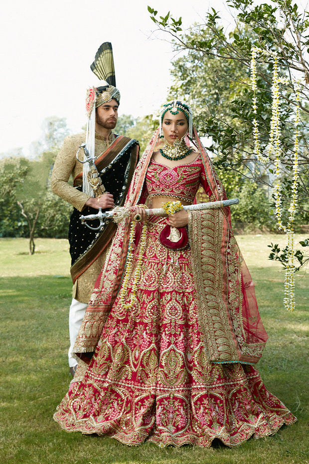 Red Chiffon Lehenga Choli for Pakistani Wedding Dresses