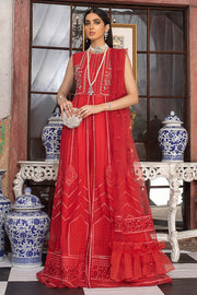 Red Chiffon Party Wear with Embroidery