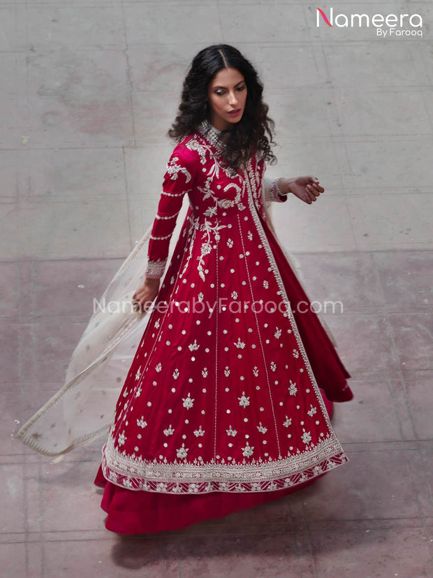 Red Color Dress Design Pakistani
