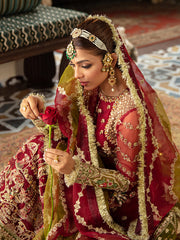 Red Dress Pakistani in Kameez Trouser Dupatta Style for Wedding
