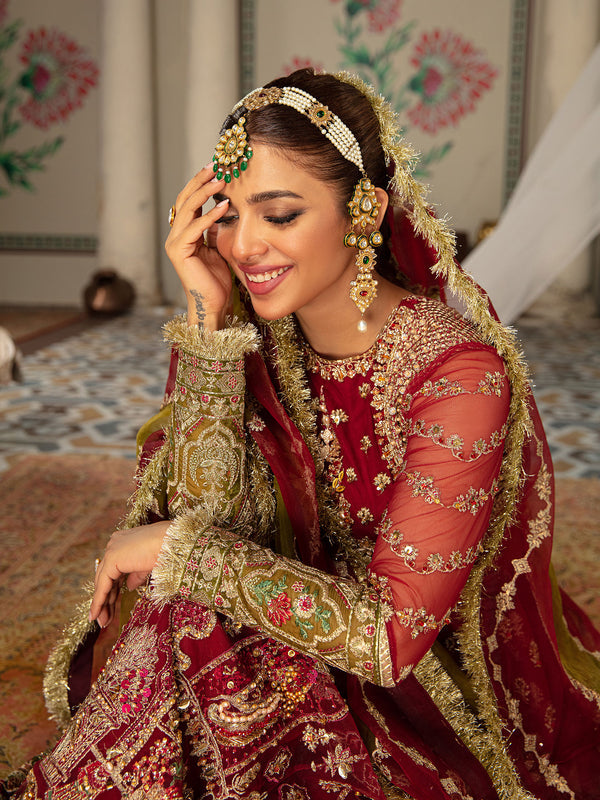 Red Dress Pakistani in Kameez Trouser Style for Wedding Online