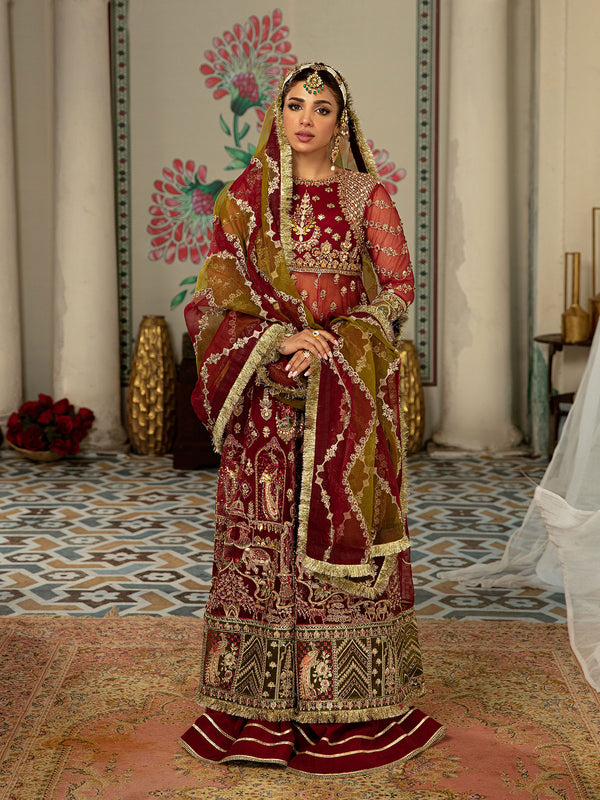 Red Dress Pakistani in Kameez Trouser Style for Wedding