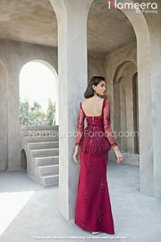 Red Embellished Short Frock with Plazo Online