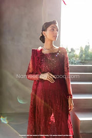 Red Embellished Short Frock with Plazo Online