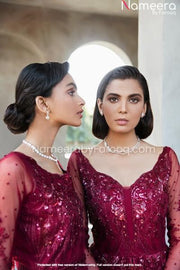 Red Embellished Short Frock with Plazo Online