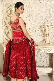 Red Fancy Dress for Wedding in Pakistan Backside Look