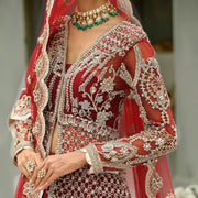Red Front Open Gown Lehenga Pakistani Wedding Dresses 2023