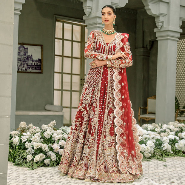 Red Front Open Gown Lehenga Pakistani Wedding Dresses