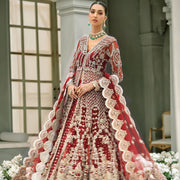 Red Front Open Gown Lehenga