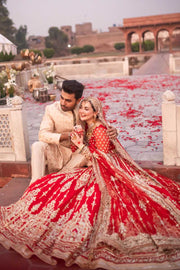 Red Gold Lehenga Choli Pakistani Wedding Dress