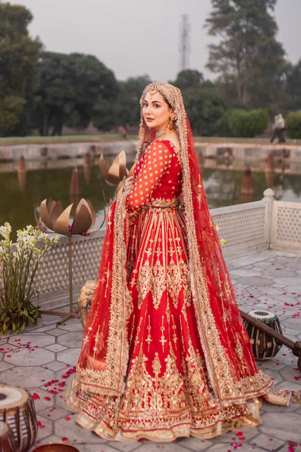 Zara Red Bridal Lehenga In Satin SIY5033 – ShreeFashionWear