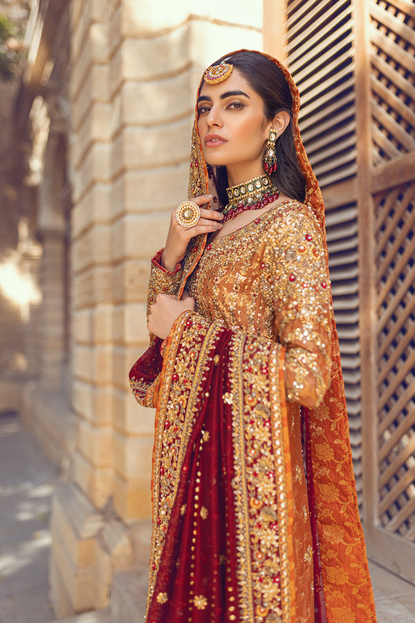 Nomi Ansari Red Golden Kameez Lehenga Pakistani Wedding Dresses SMALL Nomi Ansari Red Golden Kameez Lehenga Pakistani Wedding Dresses SMALL