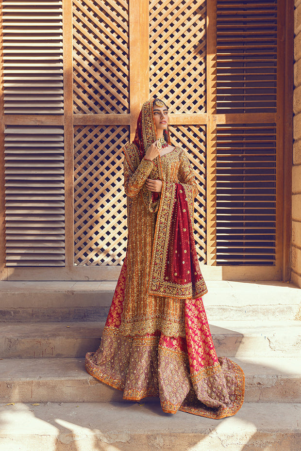 Red Golden Kameez Lehenga Pakistani Wedding Dresses