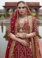 Red Golden Lehenga Choli for Indian Bride
