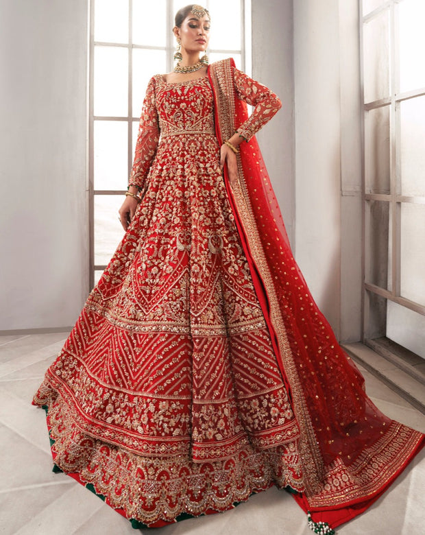Red Gown Lehenga for Bridal Pakistani Wedding Dresses