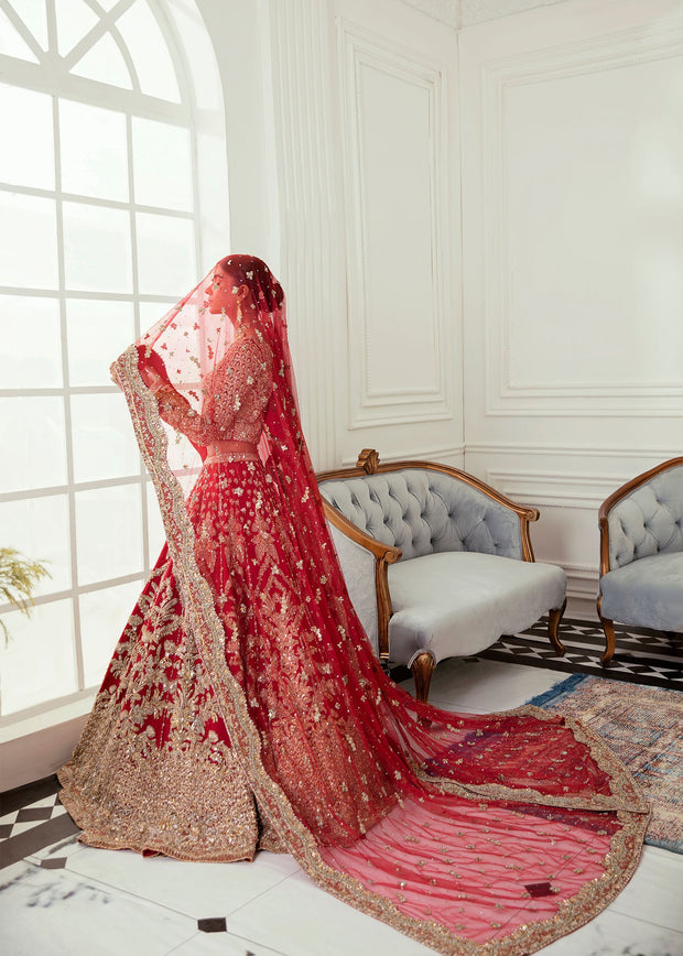 red indian wedding dress Embroidered Designer Red Indian Bridal Lehenga for Barat SMALL