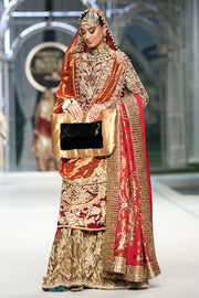 Red Kameez GoldenLehenga for Pakistani Bridal Dresses