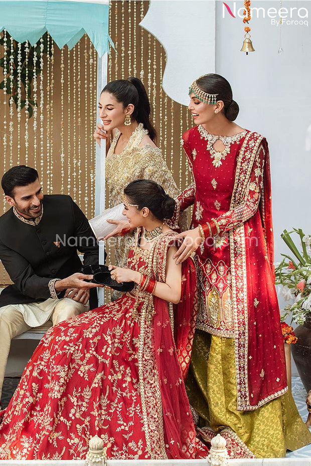Red Kameez with Sharara Dress for Wedding