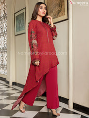 Red Lawn Fabric Dress for Girls 