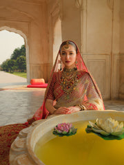 Red Lehenga Choli Bridal Dress Pakistani in Raw Silk Fabric