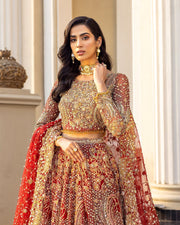Red Lehenga Choli Dupatta Pakistani Bridal Dress