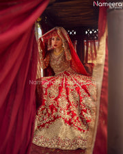 Pakistani Traditional Red Bridal Lehenga Choli Dress Online – Nameera by  Farooq