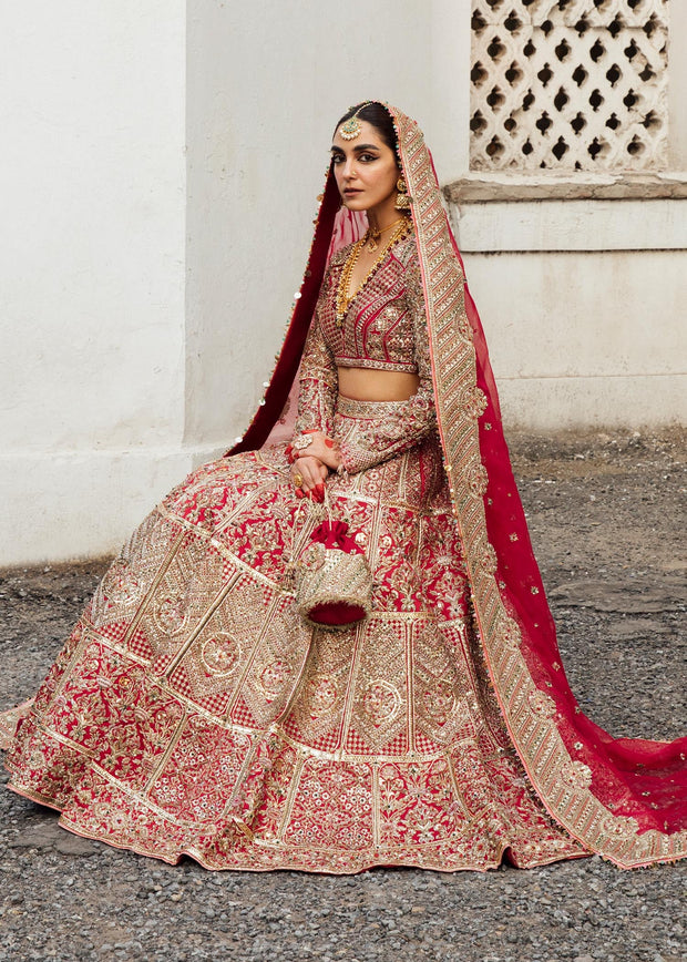 Red Lehenga Choli and Dupatta Bridal Wedding Dress Online