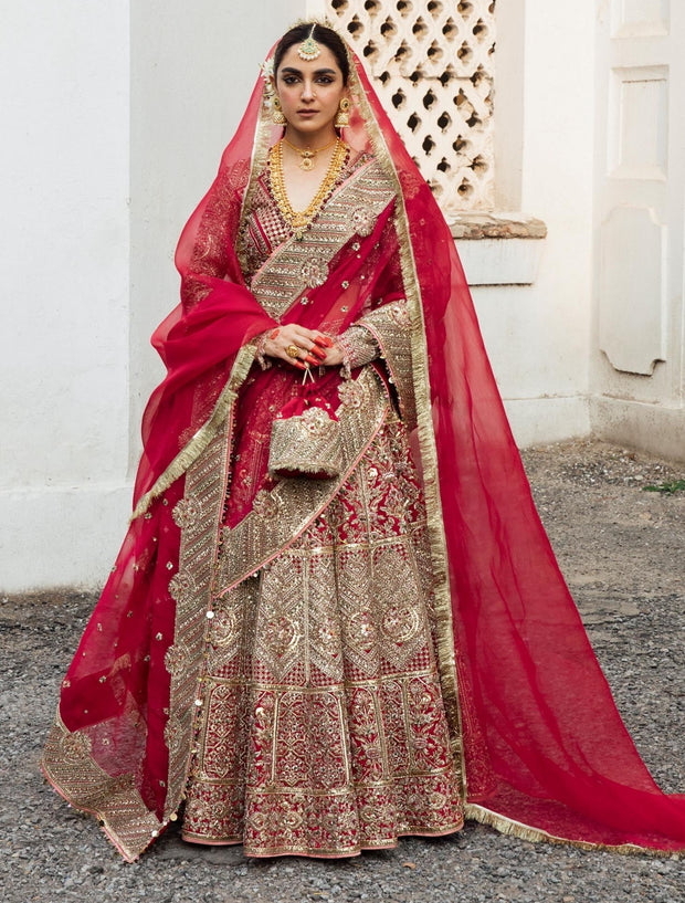 Red Lehenga Choli and Dupatta Bridal Wedding Dress