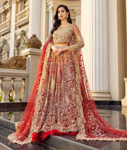 Red Lehenga Choli and Dupatta Pakistani Bridal Dress