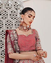 Red Lehenga Choli Dupatta Pakistani Bridal Dress