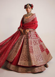 Red Lehenga Frock Dupatta Pakistani Bridal Dress