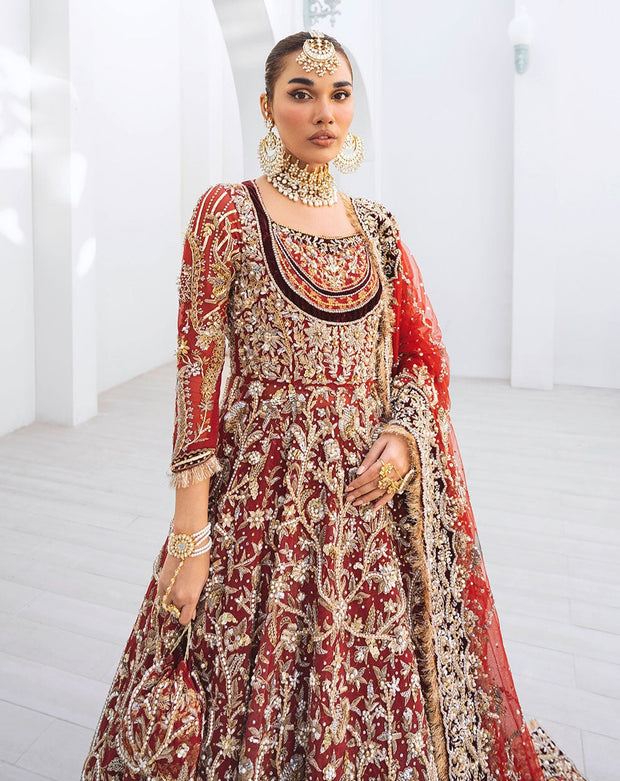 Red Lehenga Frock Pakistani 2023