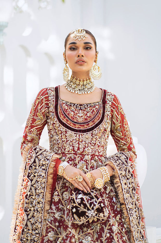Red Lehenga Frock Pakistani Wedding Dress