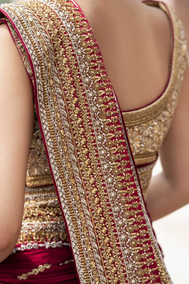 Red Lehenga Saree Bridal Wear Pakistani Wedding Dresses 2023