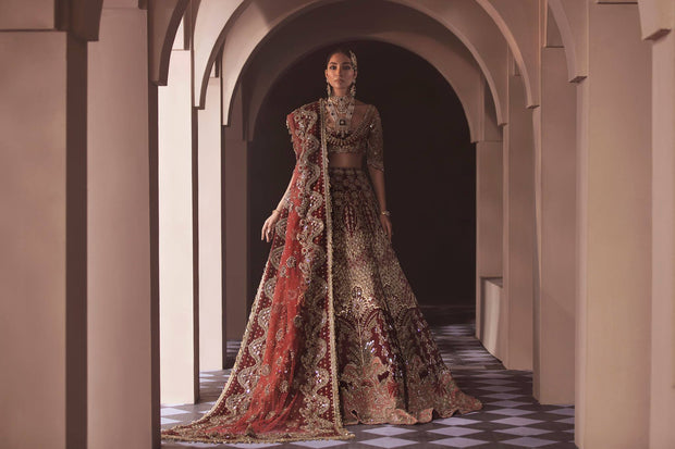 red lehenga