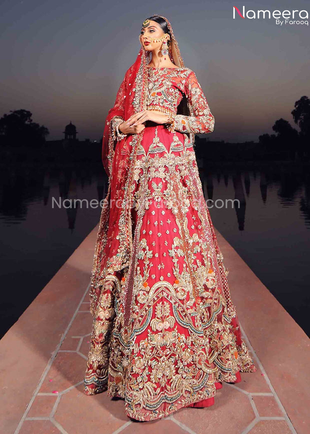 Red Lehenga for Bride by Pakistani Designer 2021 Overall Look