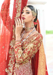 Red Lehenga with Bridal Gown Pakistani