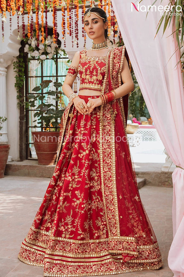 Red Lehnga Choli Bridal Dress Pakistani Online