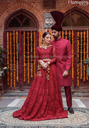 Red Maroon Bridal Lehenga for Wedding