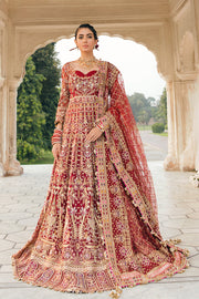 Red Pakistani Bridal Dress in Embellished Gown Style