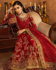 Red Pakistani Bridal Dress in Lehenga and Frock Style Online