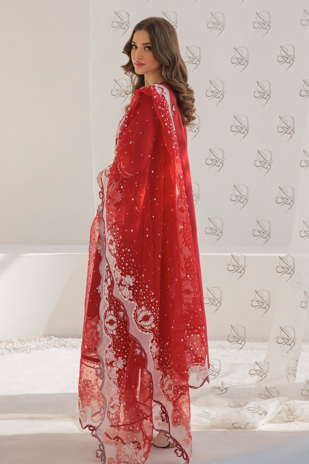 Red Pakistani Embroidered Kameez Salwar Party Wear 2023