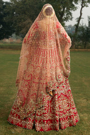Red Raw Silk Lehenga Choli for Pakistani 2023