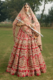 Red Raw Silk Lehenga Choli for Pakistani Wedding Dresses