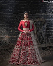  Red Raw Silk Lehenga