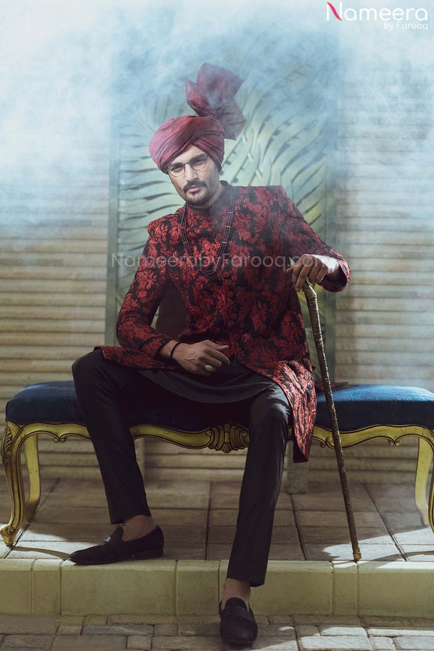 Red Sherwani for Men