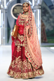 Red Silk Lehenga Kameez for Pakistani Bridal Dresses