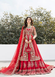 Red Silk Lehenga Shirt for Pakistani Bridal Dresses