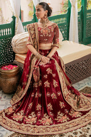 Red Velvet Lehenga Choli Dress Pakistani Bridal Wear 2022