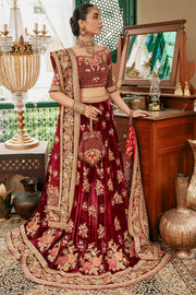 Red Velvet Lehenga Choli Dress Pakistani Bridal Wear